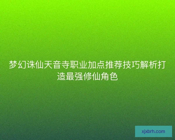 梦幻诛仙天音寺职业加点推荐技巧解析打造最强修仙角色