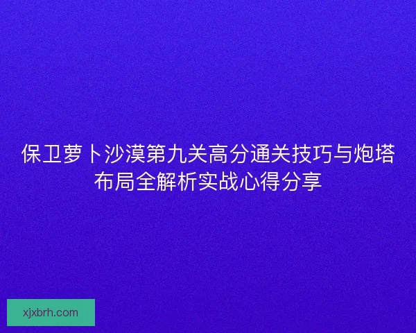 保卫萝卜沙漠第九关高分通关技巧与炮塔布局全解析实战心得分享