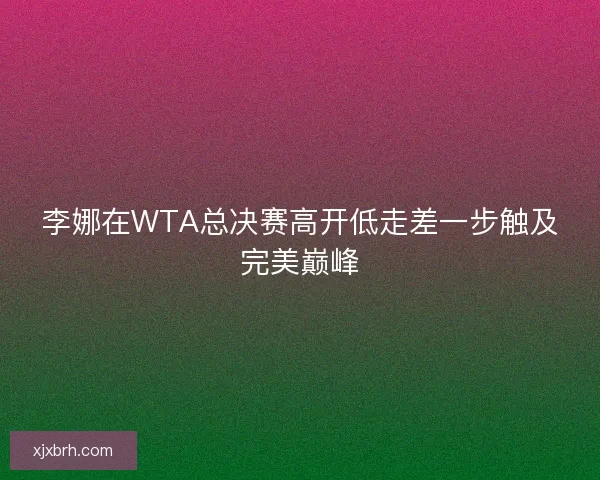 李娜在WTA总决赛高开低走差一步触及完美巅峰